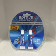 Abreva Docosanol 10% Cream Tube, 4g - Twin Pack Exp 01/2027