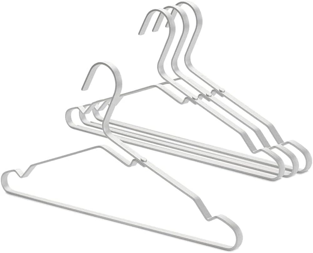 6 Grucce Appendiabiti In Alluminio | Grigio Titanio Opaco | 45 Cm | Design Ultra Sottile Salvaspazio | Impermeabili E Antiscivolo