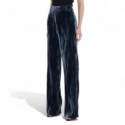 Cinq À Sept Collins Velvet Wide-Leg Trousers Blue Size 4