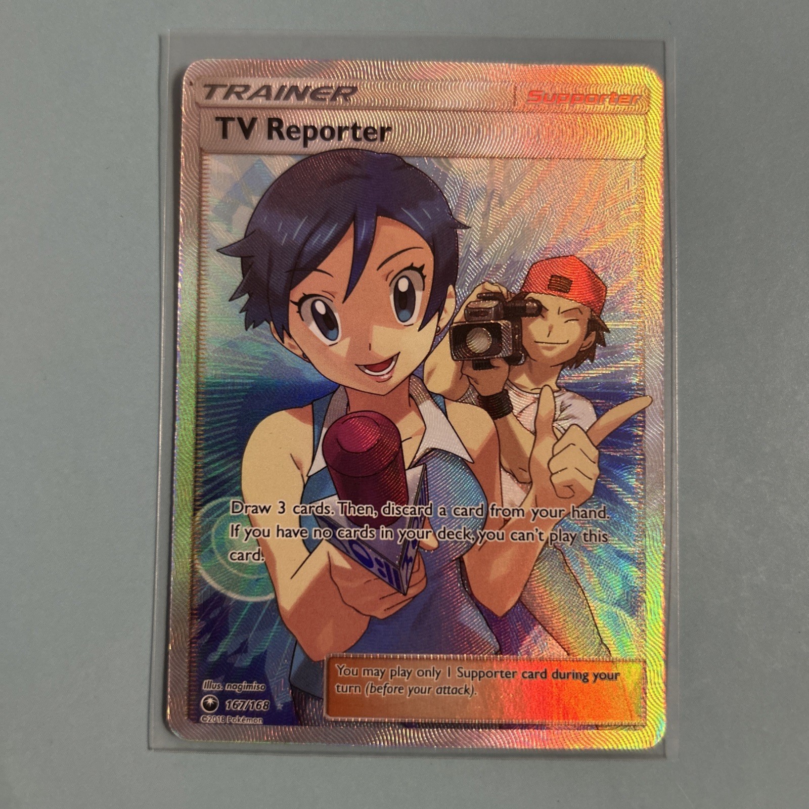 Pokemon TV Reporter Full Art 167/168 SM Celestial Storm English 2018 NM