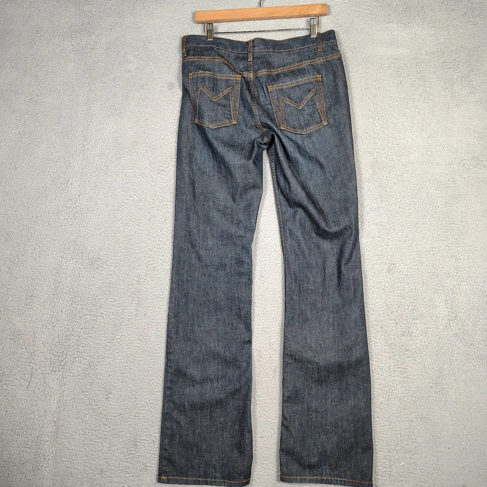 Pantalones de mezclilla para mujer Marc Jacobs 10 azules lavado oscuro elásticos pierna recta retro Y2K Foto 2 de 4