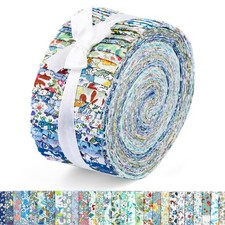 45 Pcs Fabric Jelly Rolls, Jelly Roll Strips for Quilting, Patchwork Craft Co...