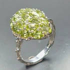 Handmade Natural Peridot Ring 925 Sterling Silver Size 8.5 /R481888