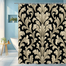 Elegant Black and Cream Floral Shower Curtain for Home Decor