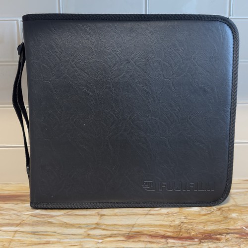 Fujifilm CD DVD 3-Ring Binder Carry Travel Case Faux Leather Holds 200