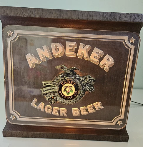 Vintage 1981 Pabst Andeker Lager Beer Light Up Sign Pabst Brewing Company Works