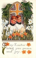 May Easter bring You Peace And Joy Holiday Greeting Vintage Postcard c1910