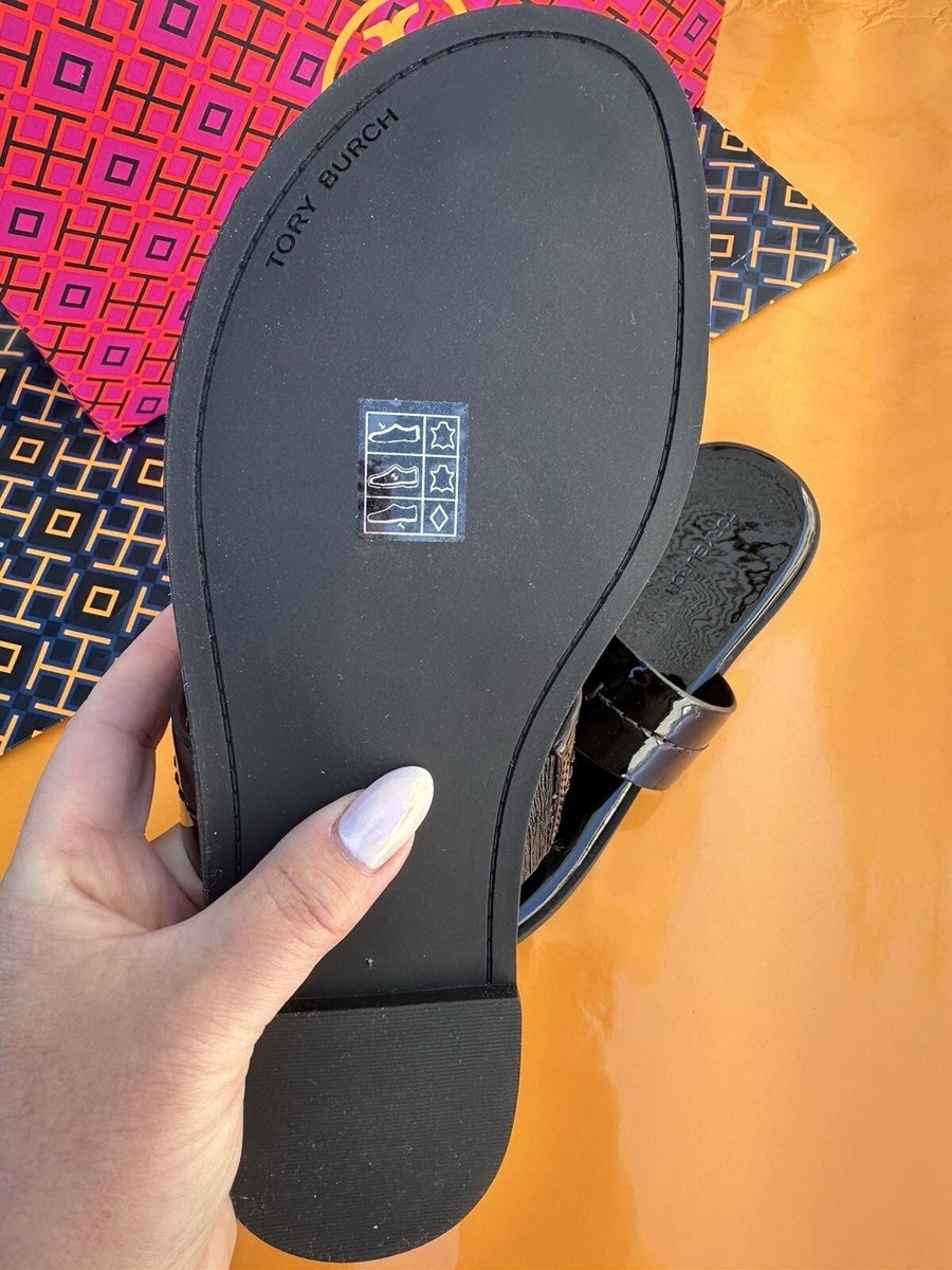 TORY BURCH 141998 001 MINI EVERLYストラップサンダル BK(新品) NIB Tory Burch Mini Everly Flat Sandals Black Soft Patent