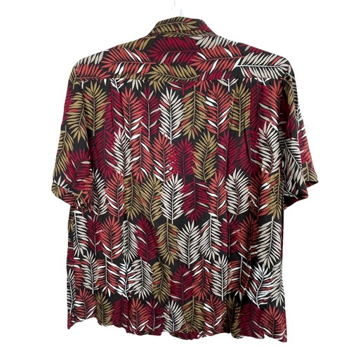 Caribbean Black Tan Red Palms Men's size L Camp Button Down Short Sleeve Shirt - Picture 4 of 5
