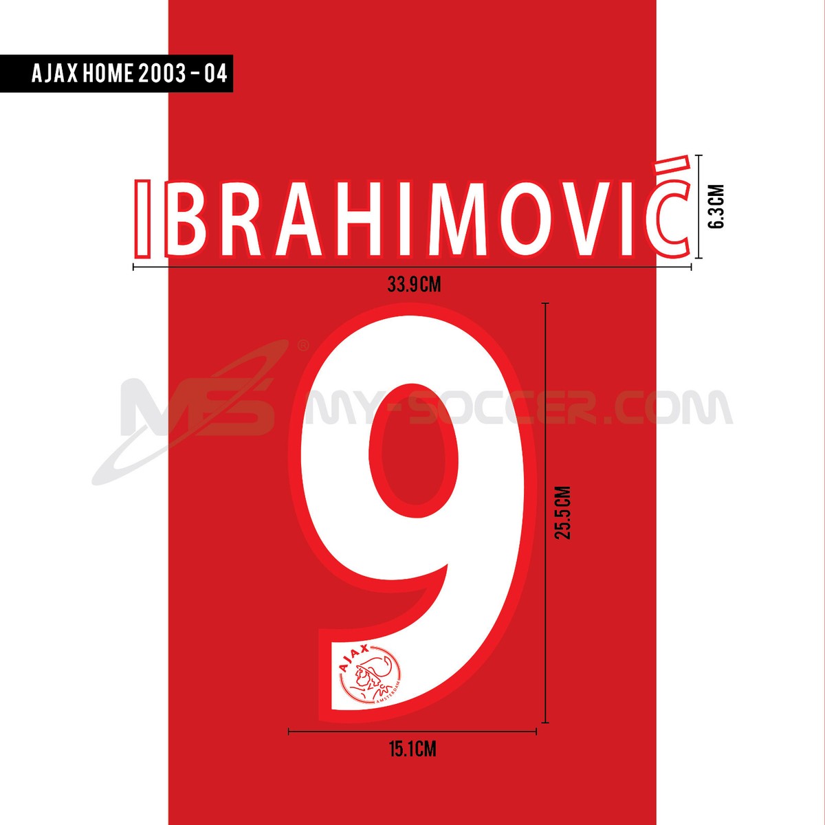 IBRAHIMOVIC' #9 Ajax Home 2003-04 Print (Colour Block Printable PU