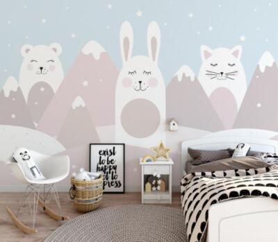 3D Animal White Cat U1669 Wallpaper Wall Murals Wall Paper Wall Print Mural Romy