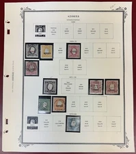 Azores, 1868-1898, Lot of 54 Stamps between #7 and #100, Mint Hinged and Used