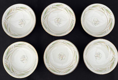 6 Royal Jackson Autumn Vogue Gold Trim 5  Dessert/Berry Bowls Smooth Edge EUC