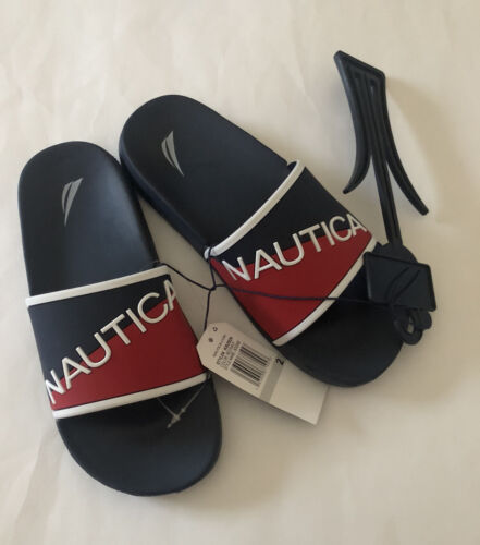Nautica Slides Sandals Boys 2 Navy - Picture 1 of 3