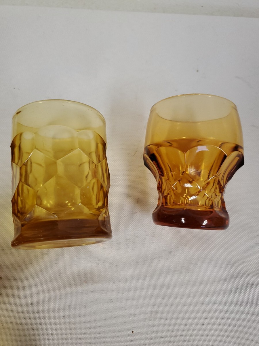 Vintage (20) Amber Glass 70'S Georgian Anchor Hocking Viking Shot