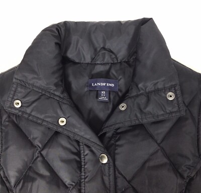 Lands' End Down Vest Women's Size XS Black Quilted Puffer Black