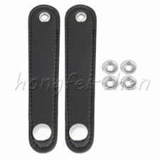 2Pcs 14x2.5cm PU Leather Black Accordian Straps for Bass Accordion
