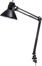 LED Swing Arm Desk Lamp with Clamp Mount, 36" Reach, Includes LED Bulb,Black