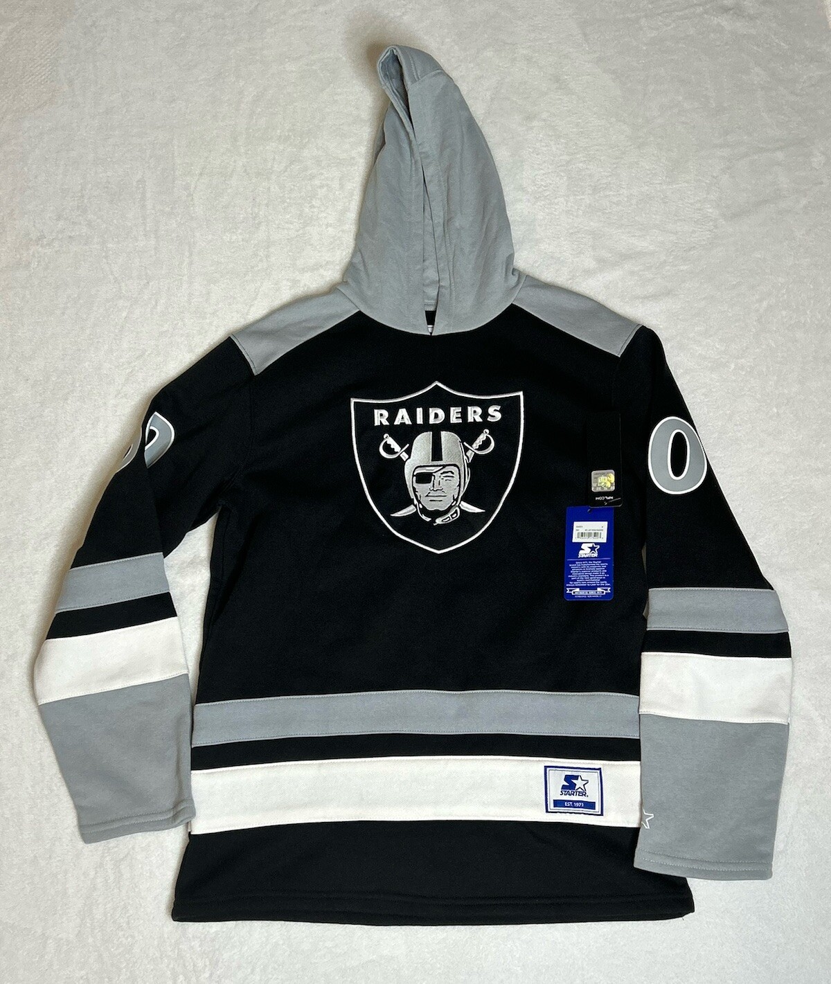 Starter Las Vegas Raiders Hoodie Jacket Black Gray White Mens Size M