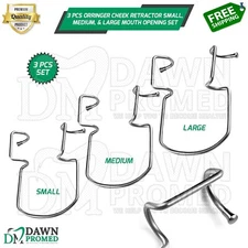 3 Pcs Orringer Cheek Retractor Small, Medium & Large Mouth Opening Oral Set