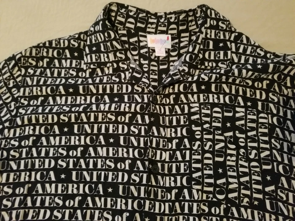 Mens LulaRoe Dress Shirt M Medium Black Button Cotton Short Sleeve - Image 4 of 4