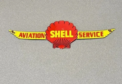 VINTAGE 19” SHELL WINGS PORCELAIN SIGN CAR GAS TRUCK GASOLINE MOTORCYCLE