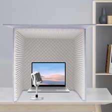 Desktop Soundproof Isolation Booth Portable Vocal Recording Shield Gray 80cm