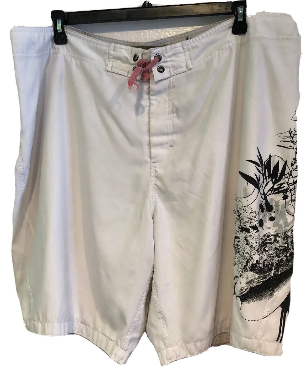 Men's Old Navy Ivory Shorts Swim Trunks Size XXL Mesh Lined Print