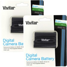 2x Vivitar Replacement Rechargeable Lithium-Ion Battery for Nikon EN-EL15c