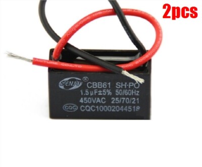 Confezione da 2) CBB61 450V AC 0.1UF 5% 50/60Hz Condensatore di marcia in polipropilene metallizzato per l'avvio del motore del ventilatore da