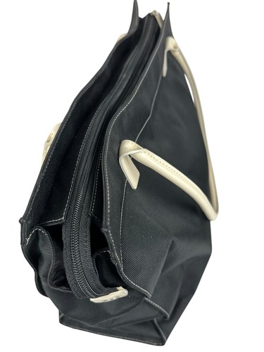 Liz Claiborne Large Tote Bag Navy Blue w White Dog Rubber Applique 16.5 x14"x 5" - Picture 7 of 9
