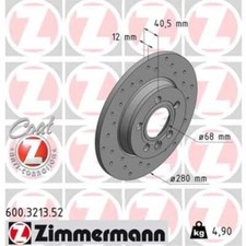 ZIMMERMANN 2x Bremsscheibe hinten Ø280 mm Voll Gelocht für VW Transporter IV