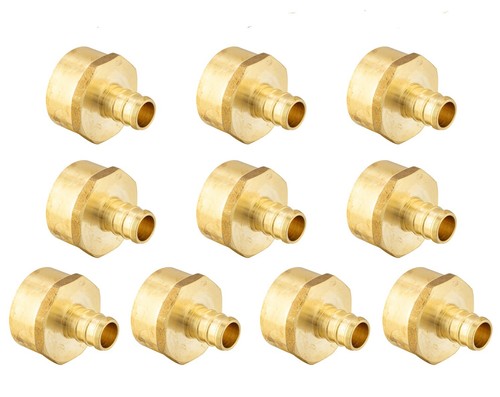 10 PCS EFIELD PEX 1/2" x3/4" Female NPT  Adapter Crimp Brass Fittings, Lead Free