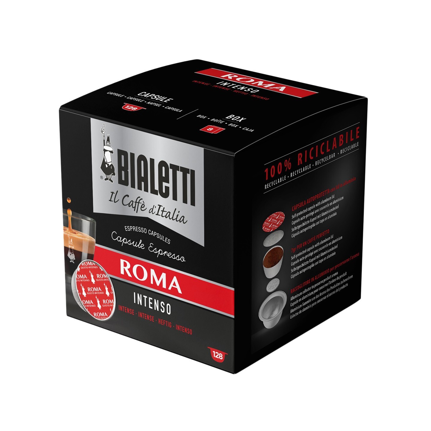 128 Capsule Bialetti Caffè d'Italia Roma Gusto Intenso Multipack