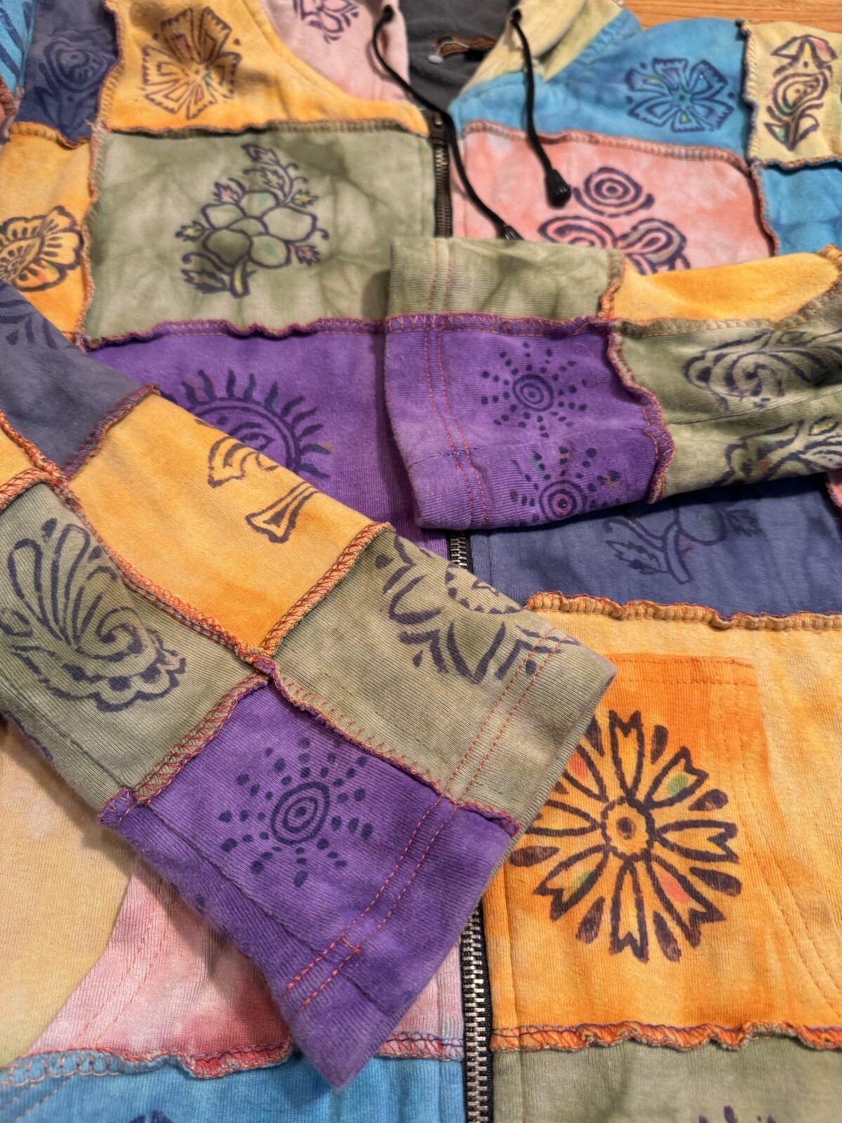 Rising International Long Zip Up Patchwork Fleece… - image 14