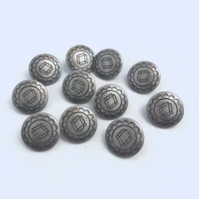 12 Metal Silver Buttons Southwest Western Shank Sewing 22 mm #MT7