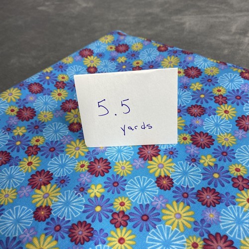 Moda Fabrics Cosmic Cats Floral Blue Cotton Flower Power Quilting 70s Starburst - Picture 10 of 10
