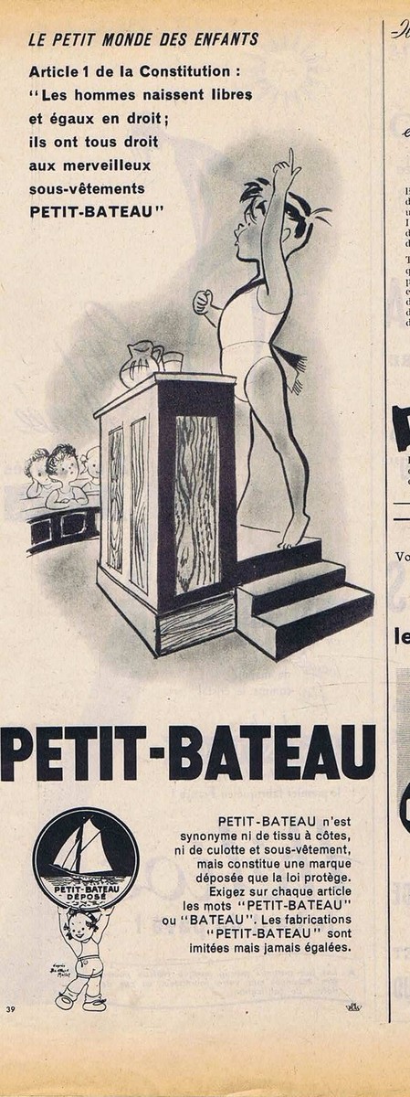Enfant Marque VÃªtement Bateau PUBLICITE ADVERTISING 035 1953 PETIT BATEAU  Sous-vêtement Pour