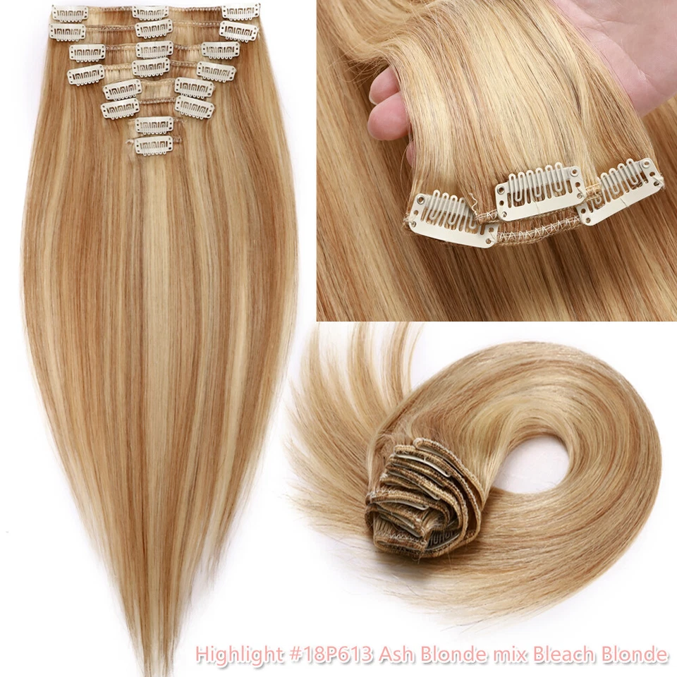 20CM-80CM Russische Clip In Remy Echthaar Extensions Haarverlängerung Human Hair - Bild 4 von 4