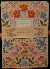 Rifle Paper Co. Stitched Set Of 3 Notebooks BRAMBLE White/Mint/Black Ruled Pages