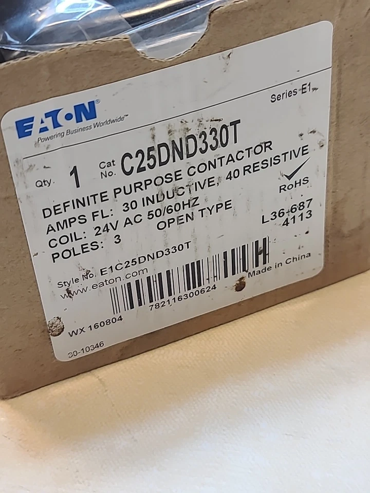 Eaton Cutler‑Hammer C25DND330T Magnetic Definite Purpose Contactor – 40A, New - Image 4 of 4