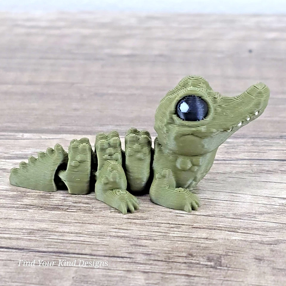 Juguete articulado flexible incubación cocodrilo impreso en 3D inquieto animal de safari de 2,5" Foto 2 de 4