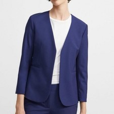 Theory Lindrayia Navy Open Front Classic Blazer In Good Wool Size 10