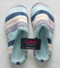 Bobbie Brooks Ladies Slip-on Slippers Stripe Print Small 6-7 NWT