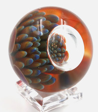 AWESOME Air Trap RAJ KOMMENINI Colorful ANEMONE Art Glass MARBLE 2007