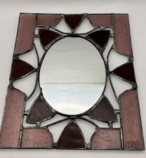 Stained Glass Mirror Richard MacDonald Studio Hand-Crafted USA 9  X 7.5  