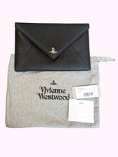Vivienne Westwood Black/Silver Victoria Envelope Pouch Clutch Bag With Dust Bag 