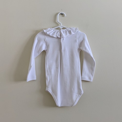 NWT Calamaro Baby White Ruffle Neck Bodysuit Sz 24 Months Spanish Clothing Brand - 第 3/5 張圖片