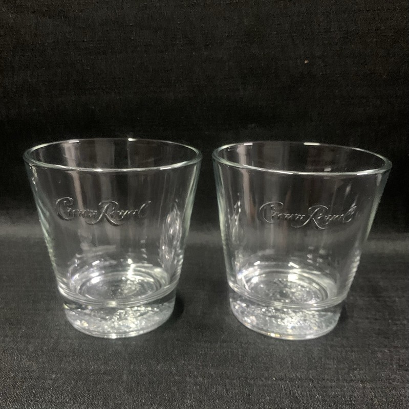 Vintage New Pair Of Crown Royal Lowball Whiskey Glasses