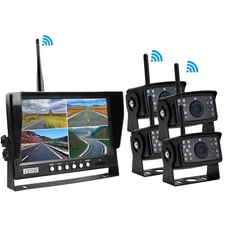 EVERSECU 4pcs Digital HD 1080P Wireless Car Backup Camera with 9 inch 4ch Qua...